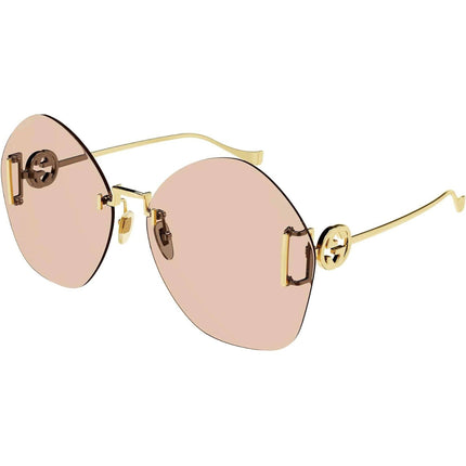 Gucci Women's Sunglasses - Gold Metal Butterfly Shape Frame Brown Lens | GG1203S 004 ,