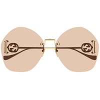 Gucci Women's Sunglasses - Gold Metal Butterfly Shape Frame Brown Lens | GG1203S 004 ,