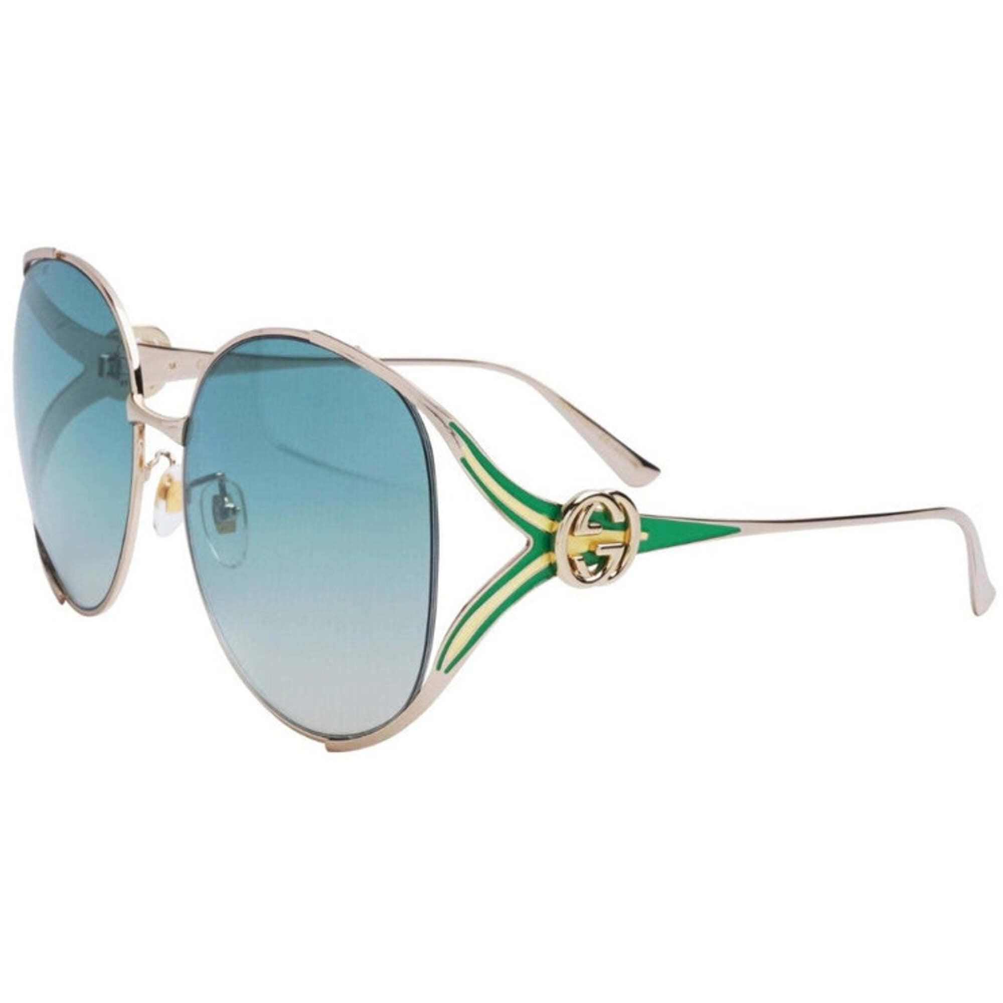 Gucci Oversized Oval GG Sunglasses in Green & Gold 565$ Gucci Fall 1995 Tom Ford Olive Green Oversized Oval  main image 4