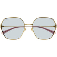 Gucci Women's Sunglasses - Gold Metal Hexagon Frame Light Blue Lens | GG1285SA 004 ,