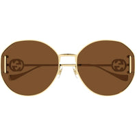 Gucci Women's Sunglasses - Gold Metal Oval Full Rim Frame Brown Lens | GG1206SA 003 ,