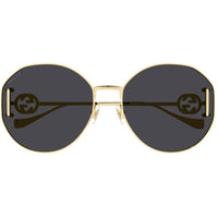 Gucci Women's Sunglasses - Gold Metal Oval Full Rim Frame Grey Lens | GG1206SA 002 ,