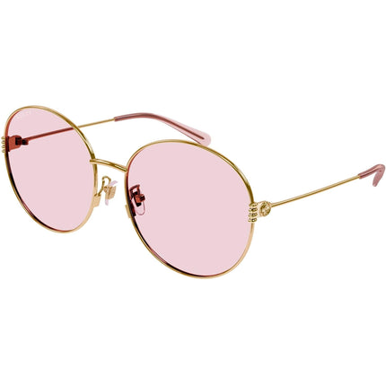 Gucci Women's Sunglasses - Gold Metal Round Full Rim Frame Pink Lens | GG1281SK 004 ,