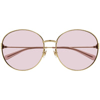 Gucci Women's Sunglasses - Gold Metal Round Full Rim Frame Pink Lens | GG1281SK 004 ,