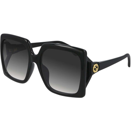 Gucci Women's Sunglasses - Gradient Lens Shiny Black Square Shape Frame | GG0876SA 001 ,