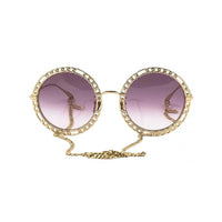 Gucci Women's Sunglasses - Gradient Violet Nylon Lens Gold Metal Frame | GG1113S 002 ,