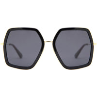 Gucci Women's Sunglasses - Grey Lens Black and Gold Geometric Frame | GG0106S 001 ,