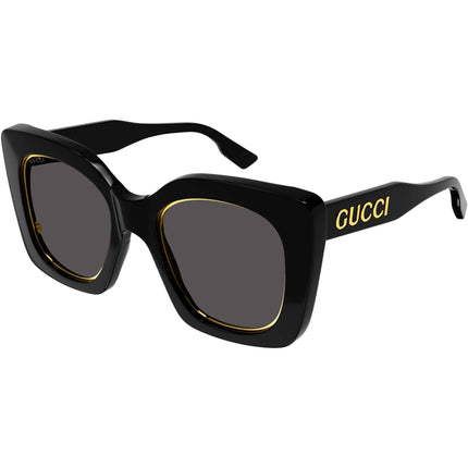 Gucci Women's Sunglasses - Grey Nylon Lens Shiny Black Plastic Frame | GG1151S 001 ,