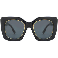 Gucci Women's Sunglasses - Grey Nylon Lens Shiny Black Plastic Frame | GG1151S 001 ,