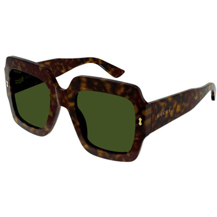 Gucci Women's Sunglasses - Havana Bio Acetate Square Frame Green Lens | GG1111S 002 ,