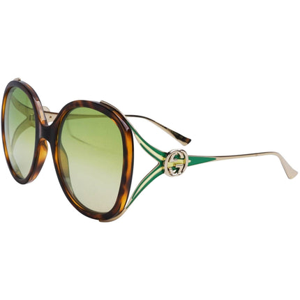 Gucci Women's Sunglasses - Havana Butterfly Full Rim Frame Green Lens | GG0226S 006 ,