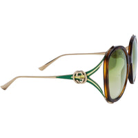 Gucci Women's Sunglasses - Havana Butterfly Full Rim Frame Green Lens | GG0226S 006 ,