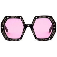 Gucci Women's Sunglasses - Pink Lens Black and Ivory Acetate Frame | GG0772S 012 ,