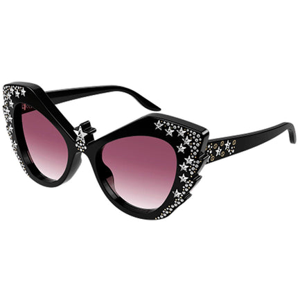 Gucci Women's Sunglasses - Red Nylon Lens Black Acetate Cat Eye Frame | GG1095S 001 ,