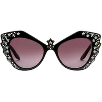 Gucci Women's Sunglasses - Red Nylon Lens Black Acetate Cat Eye Frame | GG1095S 001 ,