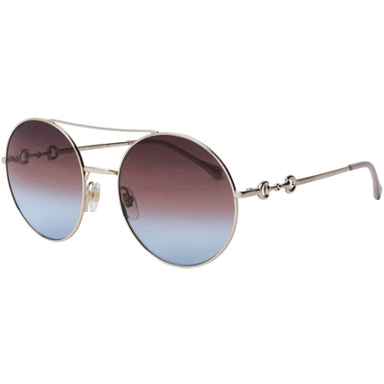 Gucci Women's Sunglasses - Shiny Endura Gold and White Pilot Metal Frame | GG0878S 004 ,