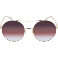 Gucci Women's Sunglasses - Shiny Endura Gold and White Pilot Metal Frame | GG0878S 004 ,