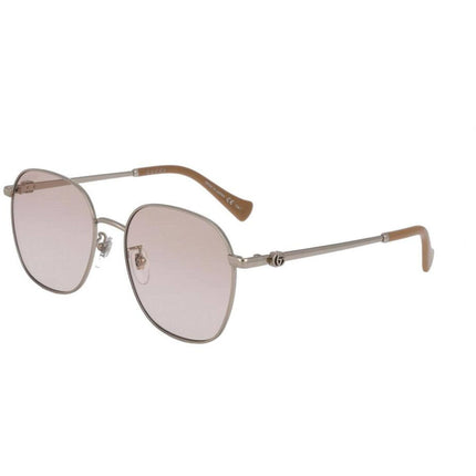 Gucci Women's Sunglasses - Silver Metal Round Shape Frame Pink Lens | GG1142SA 004 ,