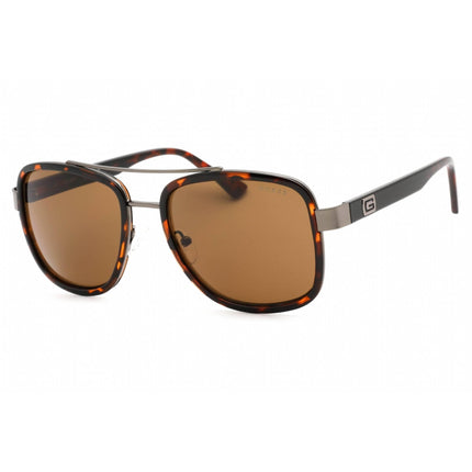 Guess Factory Men's Sunglasses - Full Rim Dark Havana Metal Pilot Frame | GF5091 52E ,