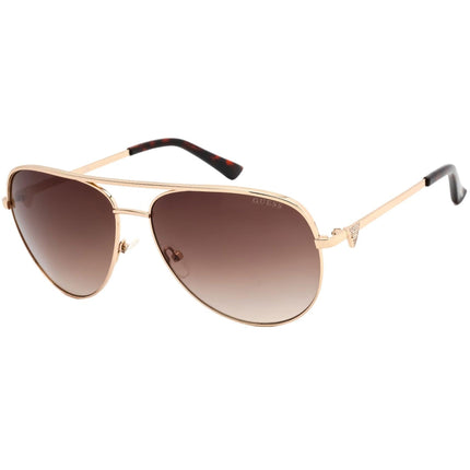 Guess Factory Unisex Sunglasses - Gradient Brown Lens Gold Metal Frame | GF6098 32F ,