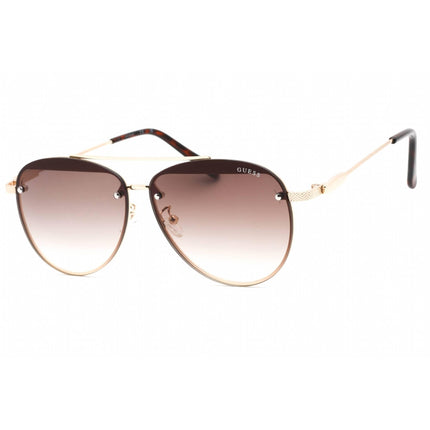 Guess Factory Women's Sunglasses - Gold Aviator Frame Gradient Brown Lens | GF0386 32F ,