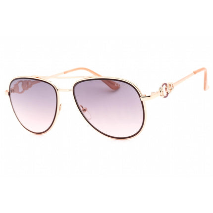 Guess Factory Women's Sunglasses - Shiny Rose Gold Aviator Metal Frame | GF0344 28U ,