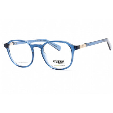 Guess Men's Eyeglasses - Full Rim Shiny Blue Plastic Rectangular Frame | GU8251 090 ,