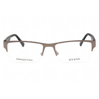 Guess Men's Eyeglasses - Half Rim Matte Gunmetal Metal Rectangular Frame | GU50017 009 ,