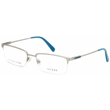 Guess Men's Eyeglasses - Matte Light Nickeltin/Blue Metal Frame, 56 mm | GU50005 011 ,