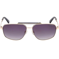 Guess Men's Sunglasses - Dark Grey Lens Gold and Black Metal Pilot Frame | GU00054 32B ,