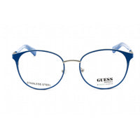 Guess Unisex Eyeglasses - Clear Lens Blue Silver Metal Round Shape Frame | GU8254 092 ,