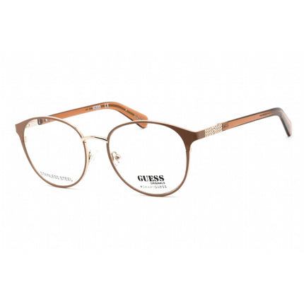 Guess Unisex Eyeglasses - Clear Lens Shiny Beige Metal Round Shape Frame | GU8254 057 ,