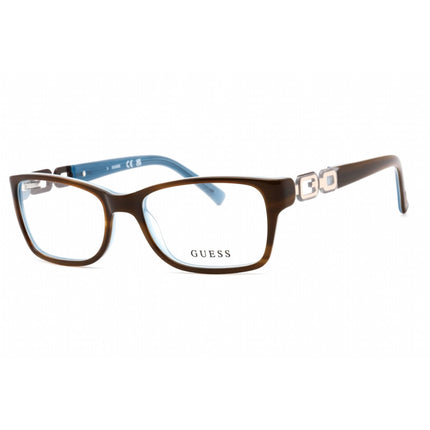 Guess Unisex Eyeglasses - Honey Brown On Blue Plastic Rectangular Frame | GU 2406 E50 ,