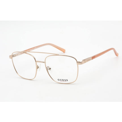Guess Unisex Eyeglasses - Shiny Rose Gold and Peach Pilot Shaped Frame | GU3038 028 ,