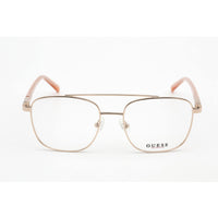 Guess Unisex Eyeglasses - Shiny Rose Gold and Peach Pilot Shaped Frame | GU3038 028 ,