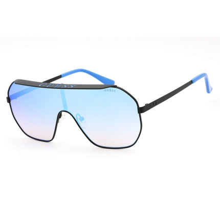 Guess Unisex Sunglasses - Blue Mirror Lens Metal Shield Shape Frame | GU7676 02X ,