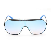 Guess Unisex Sunglasses - Blue Mirror Lens Metal Shield Shape Frame | GU7676 02X ,