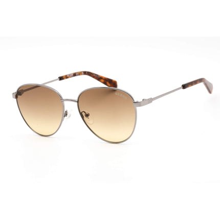 Guess Unisex Sunglasses - Gradient Brown Lens Metal Oval Shape Frame | GU8257 10F ,