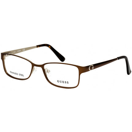 Guess Women's Eyeglasses - Dark Brown and Gold Rectangular Shaped Frame | GU2568 050 ,