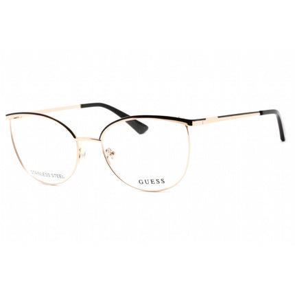 Guess Women's Eyeglasses - Full Rim Black/Gold Metal Rectangular Frame | GU2879 005 ,