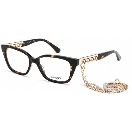 Guess Women's Eyeglasses - Full Rim Dark Havana Plastic Rectangular Frame | GU2784 052 ,