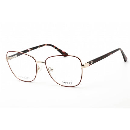 Guess Women's Eyeglasses - Full Rim Shiny Bordeaux Metal Cat Eye Frame | GU2815 069 ,