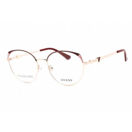 Guess Women's Eyeglasses - Full Rim Shiny Bordeaux Metal Round Frame | GU2867 069 ,