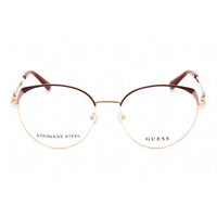 Guess Women's Eyeglasses - Full Rim Shiny Bordeaux Metal Round Frame | GU2867 069 ,