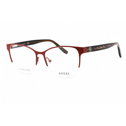 Guess Women's Eyeglasses - Half Rim Matte Bordeaux Metal Cat Eye Frame | GU2873 070 ,