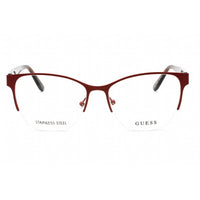 Guess Women's Eyeglasses - Half Rim Matte Bordeaux Metal Cat Eye Frame | GU2873 070 ,