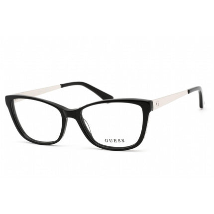 Guess Women's Eyeglasses - Shiny Black and Silver Cat Eye Plastic Frame | GU2721 001 ,