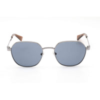 Guess Women's Sunglasses - Blue Lens Shiny Gunmetal Metal Square Frame | GU5215 08V ,