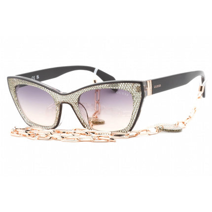 Guess Women's Sunglasses - Full Rim Pattern Ivory Plastic Cat Eye Frame | GU7873 25B ,