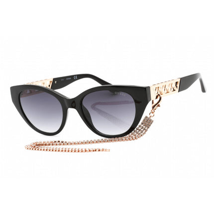 Guess Women's Sunglasses - Full Rim Shiny Black Plastic Cat Eye Shape | GU7690 01B ,